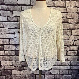 Norton McNaughton NWT Ivory Sheer Cardigan Sweater Size 2X